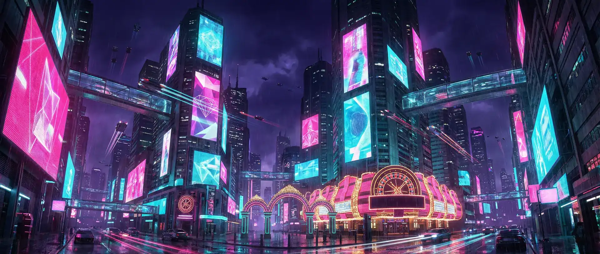 米兰体育电竞 赛博朋克霓虹复古都市夜景